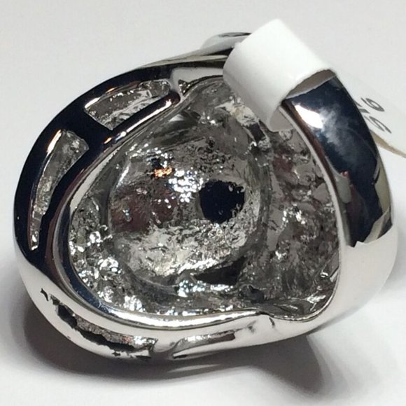 Pearl Cocktail Ring Size 6 Art Deco Statement Vintage Style Silver RhodiumPlated - Picture 9 of 12